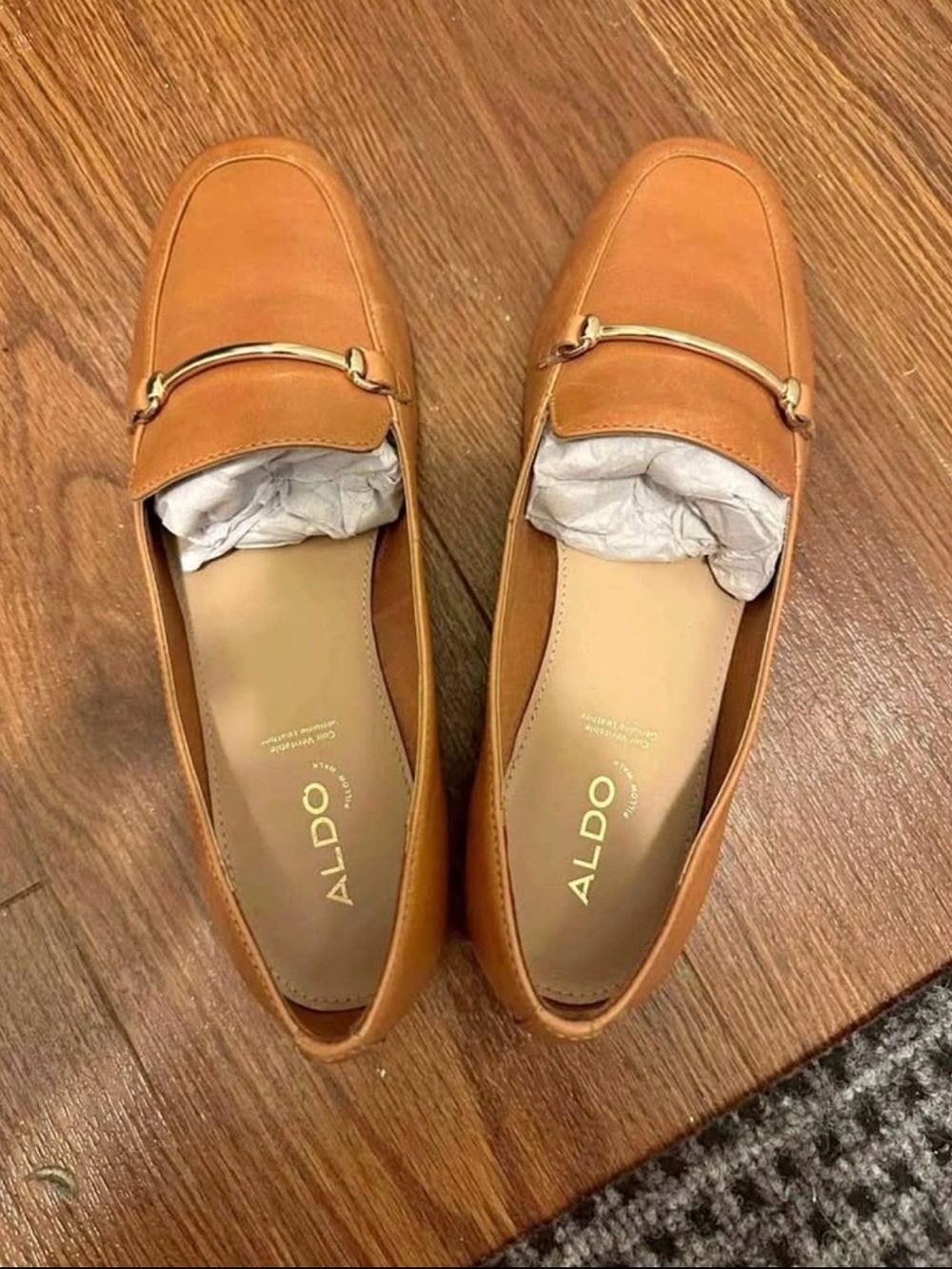 ALDO Cognac Leather Horsebit Loafers